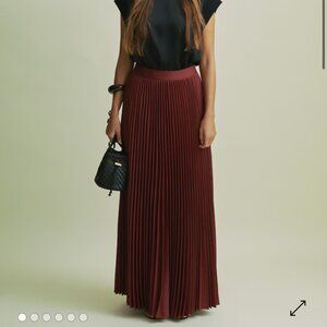 NWT REISS Florere Cinnamon Pleated Satin Maxi Skirt Size 10